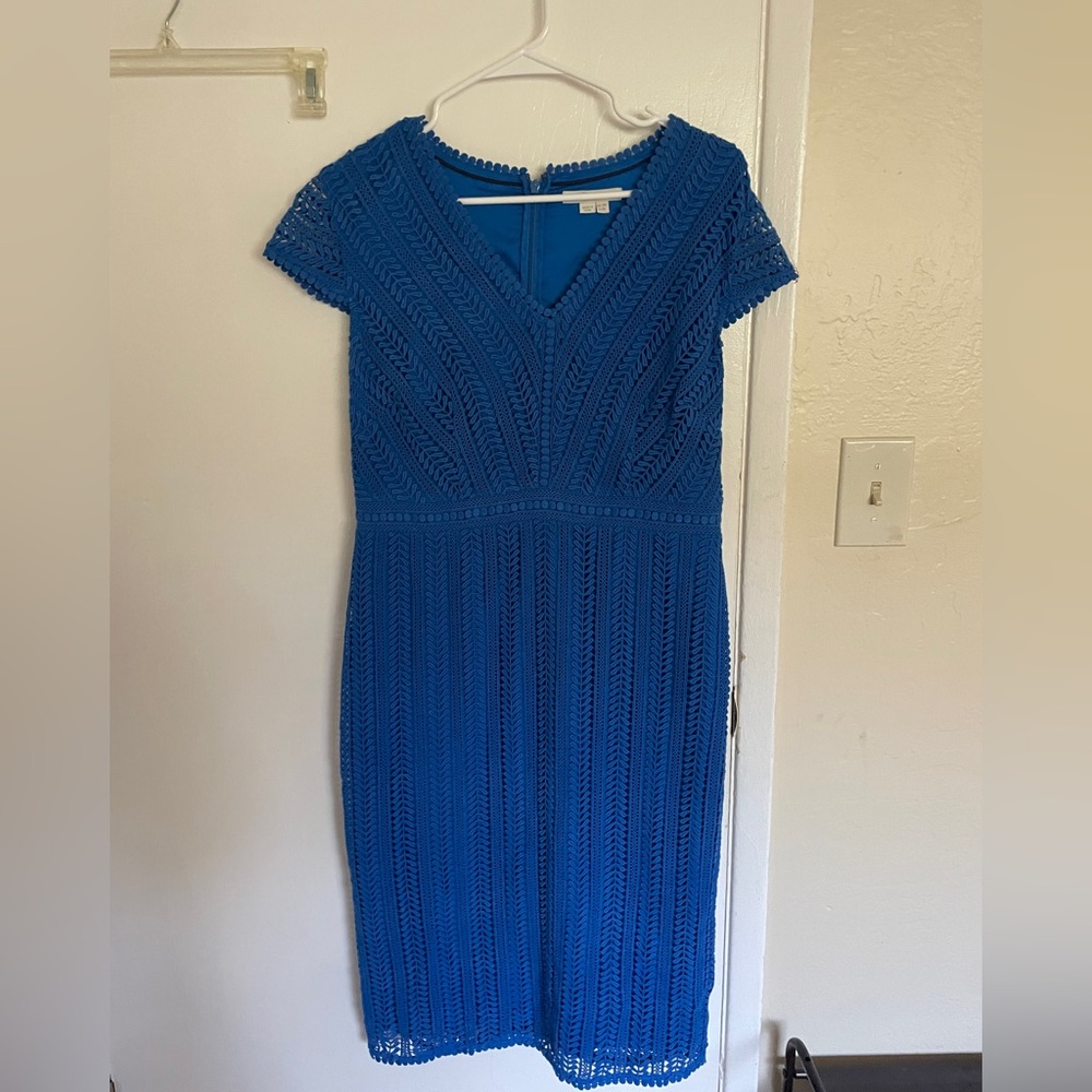 Boden Blue Pleated Sheath Midi Dress